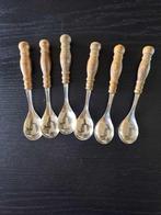 6 Thee/koffielepels met houten handvat/landelijke stijl, Ophalen of Verzenden, Zo goed als nieuw, Bestekset