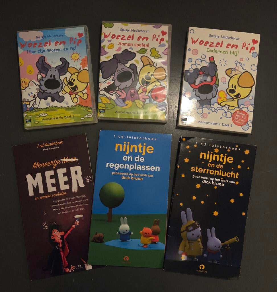 Woezel en Pip DVD's, luisterboeken Nijntje en Meneertje Meer, Gebruikt, Alle leeftijden, Boxset, Ophalen of Verzenden