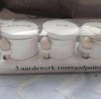 3 voorraadpotjes met houten lepel, Ophalen of Verzenden, Nieuw, Overige materialen, Pot, Bus of Blik
