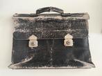 Vintage schooltas, Gebruikt, Zwart, Aktetas of Boekentas, Leer