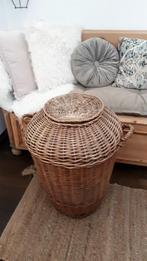 Vintage XXL Rieten Mand met Deksel, Huis en Inrichting, Ophalen, Gebruikt, Mand, Rond