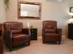 Comfortabele lederen fauteuils 2 stuks, Huis en Inrichting, Fauteuils, Ophalen, Gebruikt, Klassiek, 50 tot 75 cm