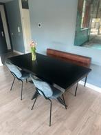 Eetkamertafel, massief eikenhout, kleur black sky, Ophalen, Eikenhout, 50 tot 100 cm, Zo goed als nieuw