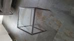 Glazen bijzettafel met stalen frame, Minder dan 55 cm, Vierkant, Ophalen, 45 tot 60 cm