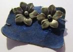 Oorbellen earrings bloemen flowers with original fabric co, Verzenden, Zilver