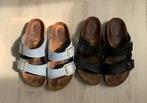 Birkenstock 2 paar zwart en blauw 100% origineel, Zwart, Gedragen, Birkenstock, Sandalen of Muiltjes