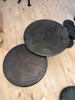 Set van twee design salontafels | Gietijzer, Huis en Inrichting, Tafels | Bijzettafels, Metaal of Aluminium, Rond, 55 tot 75 cm