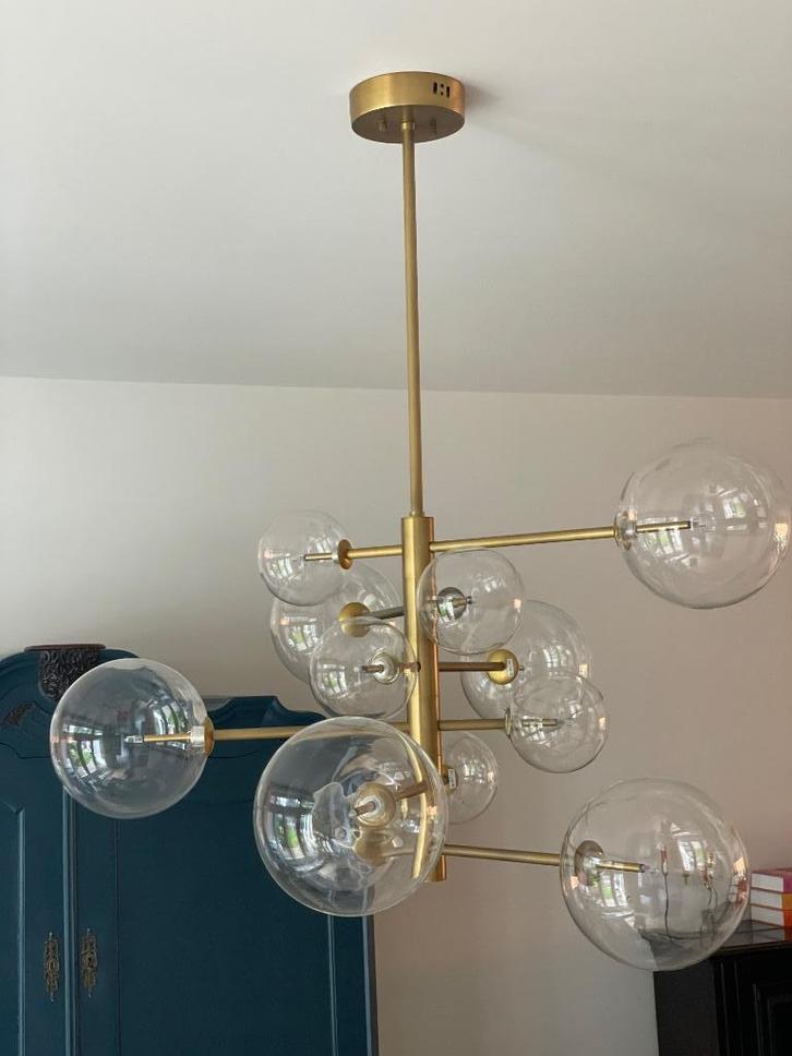 Nieuw hanglamp Eichholtz Argento S brass finish, Huis en Inrichting, Lampen | Hanglampen, Nieuw, 75 cm of meer, Glas, Overige materialen