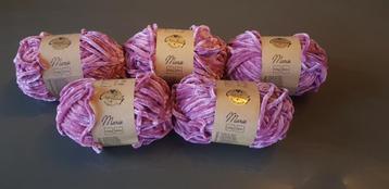 Chenille gare NIEUW! 5 bollen, roze (nieuwprijs €14,95) beschikbaar voor biedingen