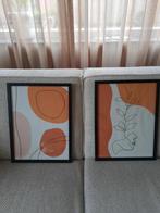 2 posters in lijst hippe grafische print terra kleuren, Ophalen of Verzenden, Minder dan 50 cm, Minder dan 50 cm