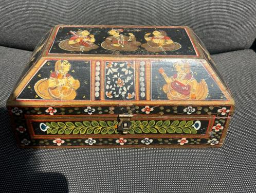 Vintage Indiaas sieradendoosje lakdoosje snuisterijem doosje, Antiek en Kunst, Curiosa en Brocante, Ophalen of Verzenden