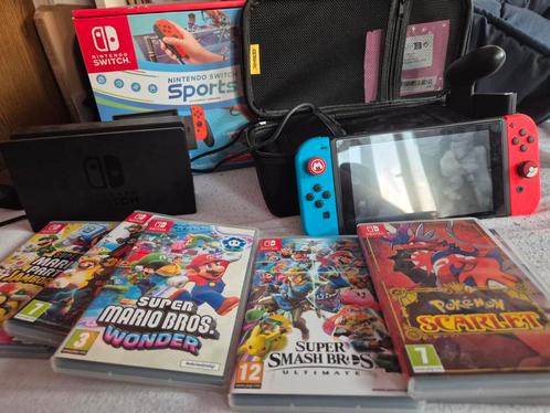 Nintendo switch plus spellen en accessoires, Spelcomputers en Games, Spelcomputers | Nintendo Switch, Zo goed als nieuw, Switch Original