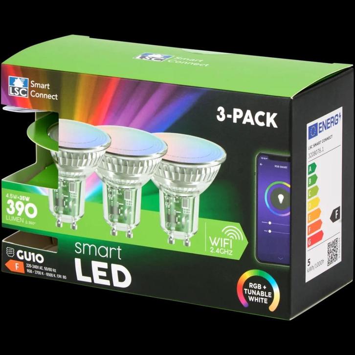 LSC Smart Connect slimme spots 3 stuks 4,5 35 watt 390 lumen, Huis en Inrichting, Lampen | Losse lampen, Nieuw, Led-lamp, Ophalen