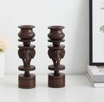 Vintage 2 Afrikaanse Ebbenhouten Olifant Kandelaars | 00254, Antiek en Kunst, Ophalen of Verzenden