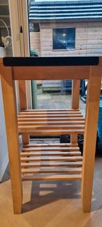 Houten Keukentafel/Werktafel, Ophalen, Minder dan 50 cm, Gebruikt, Bruin