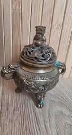 Bronzen wierookbrander met leeuwfiguur, Ophalen of Verzenden, Brons