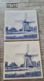 Tegel delfsblauw met molen., Ophalen of Verzenden