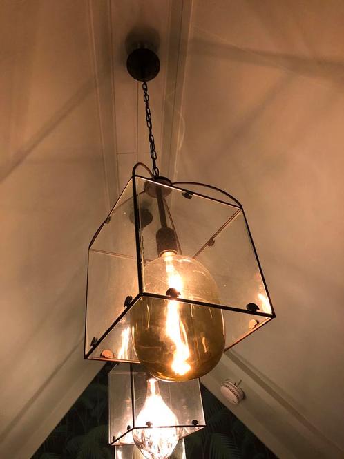 Hanglamp lantaarn - 3 stuks, Huis en Inrichting, Lampen | Hanglampen, Glas, Ophalen