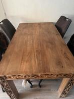 Mooie  mangohouten salon- en eettafel ibiza style, Huis en Inrichting, Ophalen, Eikenhout, 100 tot 150 cm, Zo goed als nieuw