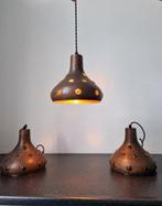 Set van 3 Nanny Stil hanglampen koper en glas Raak 1960s, Huis en Inrichting, Lampen | Hanglampen, Ophalen of Verzenden, Glas