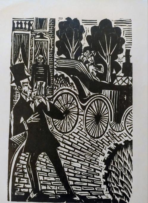 Houtsnede Johan Dijkstra, Antiek en Kunst, Kunst | Etsen en Gravures, Ophalen of Verzenden
