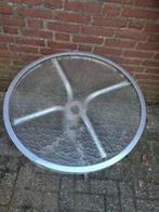tuintafel aluminium met glasplaat rond, Ophalen of Verzenden
