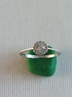 Gouden dames ring ( wit goud ) zirkonia steentjes 14 kt 585, Wit, Ophalen of Verzenden, Zo goed als nieuw, 17 tot 18