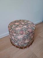 Vintage gebloemde poef opbergbox hocker voetenbankje, .., Hout, Rond, Minder dan 50 cm