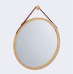 Spiegel rond bamboe lijst, Ophalen of Verzenden, Nieuw, Rond