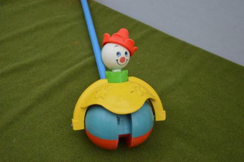 Fisher Price vintage clown op bal met stok, #758, Roll along, Kinderen en Baby's, Speelgoed | Fisher-Price, Gebruikt, Duw- of Trekspeelgoed
