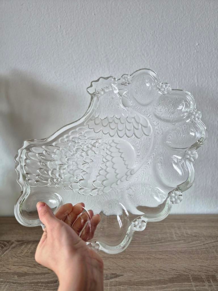 Vintage Studio Nova Kippen Eierdienblad Jaren 60, Ophalen, Gebruikt, Schaal, Glas