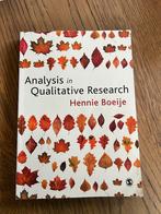 Analysis in Qualitative Research - Hennie Boeije, Boeken, Ophalen of Verzenden, Beta, Zo goed als nieuw, WO