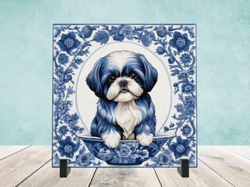 Shih-Tzu Delfts Blauw tegel incl voet beschikbaar voor biedingen