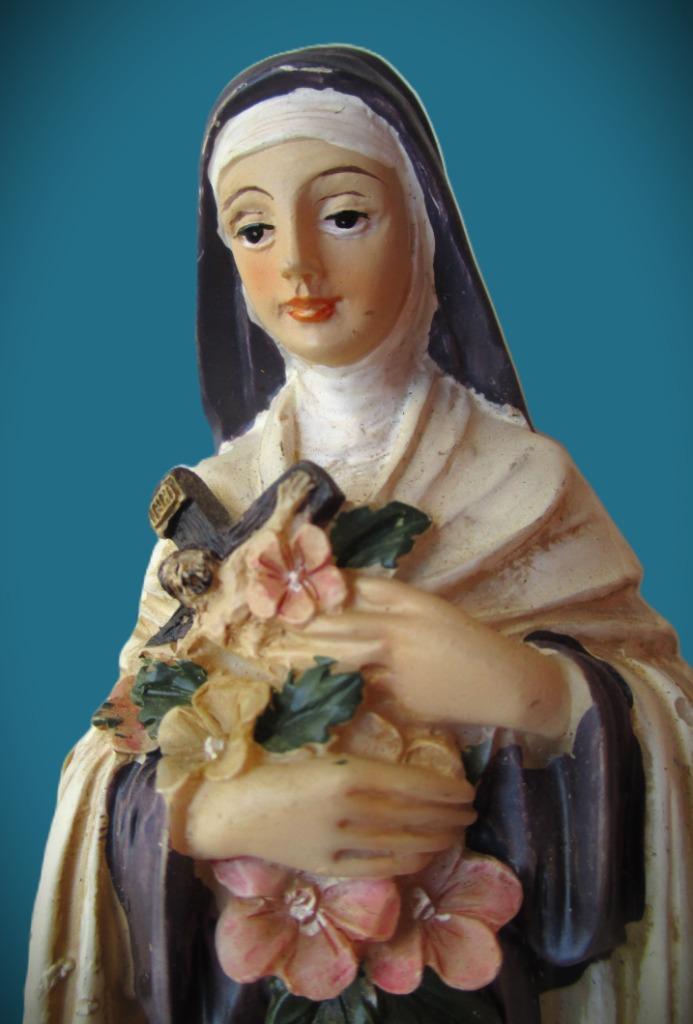 Sint Theresia van Lissieux~Polystone Beeldje ca 12 cm, Verzamelen, Religie, Zo goed als nieuw, Christendom | Katholiek, Beeld(je)