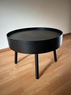 Salontafel met opbergruimte – zwart hout, Huis en Inrichting, Ophalen, Gebruikt, 50 tot 100 cm, Rond