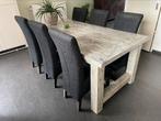 Eettafel white wash met 6 stoelen, Huis en Inrichting, Tafels | Eettafels, Ophalen, 50 tot 100 cm, Zo goed als nieuw, Vijf personen of meer
