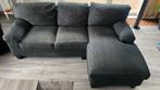 Te koop 2x 3 zits plus chaiselounge donkergrijs MOET WEG, Huis en Inrichting, Banken | Complete zithoeken, Ophalen, Gebruikt, Stof