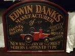 Houten reclame bord Stoom machine Edwin Danks, Ophalen of Verzenden, Zo goed als nieuw, Reclamebord