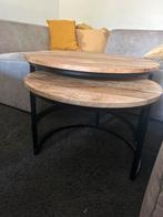 Salontafel Set (58 & 73 cm) - ZGAN, 50 tot 75 cm, Zo goed als nieuw, Eikenhout, Rond