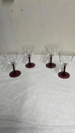 4 stuks Antieke Likeurglazen - Portglazen van Kristalunie, Ophalen of Verzenden