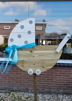 Geboortebord Kinderwagen met Grote Blauwe Strik., Kinderen en Baby's, Kraamcadeaus en Geboorteborden, Ophalen of Verzenden, Geboortebord