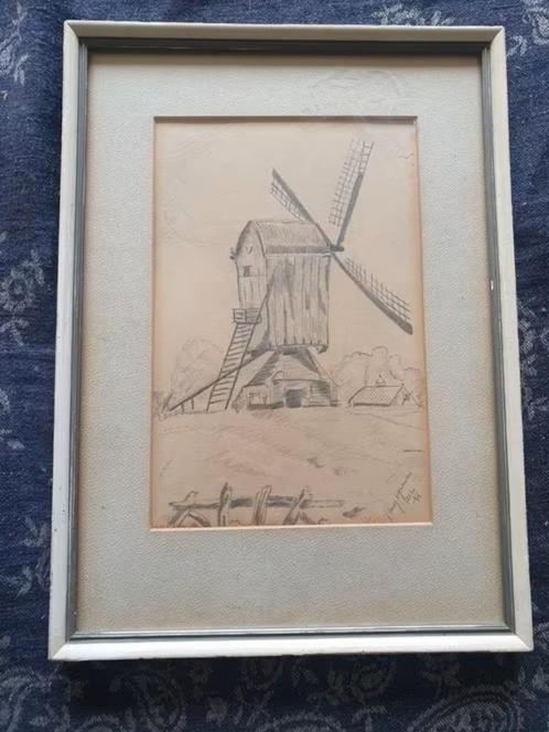 Orig Potlood tek standerdmolen Anny (?) Wijnands Amersfoort., Antiek en Kunst, Kunst | Tekeningen en Foto's, Ophalen