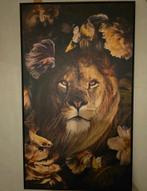 Poster met lijst - Leeuw en bloemen, Ophalen, Zo goed als nieuw, Foto of Poster, 75 cm of meer