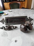 oud bronse. Deurset.  Deurknop  bel en brievenbus, Ophalen