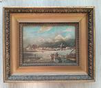 19e eeuw Hollands wintergezicht met schaatsers - Gesigneerd, Antiek en Kunst, Ophalen of Verzenden