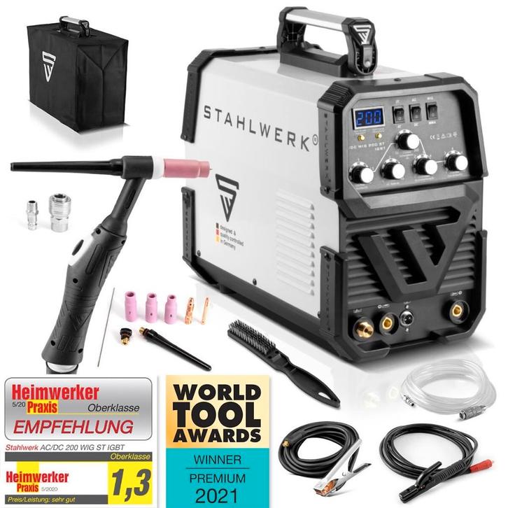Stahlwerk AC/DC Tig 200 ST IGBT lasapparaat nieuw in doos, Doe-het-zelf en Verbouw, Gereedschap | Lasapparaten, Nieuw, Tig, 150 tot 250 ampère