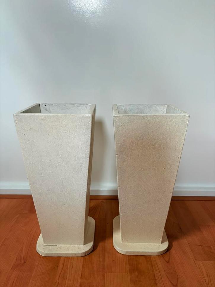 Set van 2 hoge vierkante plantenbakken – 41 cm, Tuin en Terras, Bloembakken en Plantenbakken, Gebruikt, Binnen, Balkon, Tuin, 30 tot 60 cm