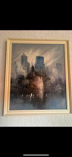 Stadsgezicht Schilderij met Lijst, Antiek en Kunst, Ophalen