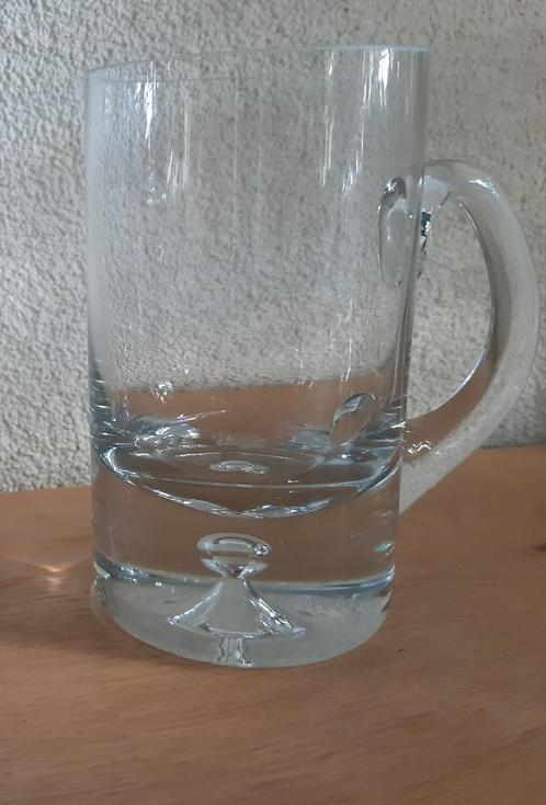 Krosno bierpul met luchtbel - handmade glas met bubble base, Verzamelen, Glas en Borrelglaasjes, Zo goed als nieuw, Bierglas, Ophalen of Verzenden