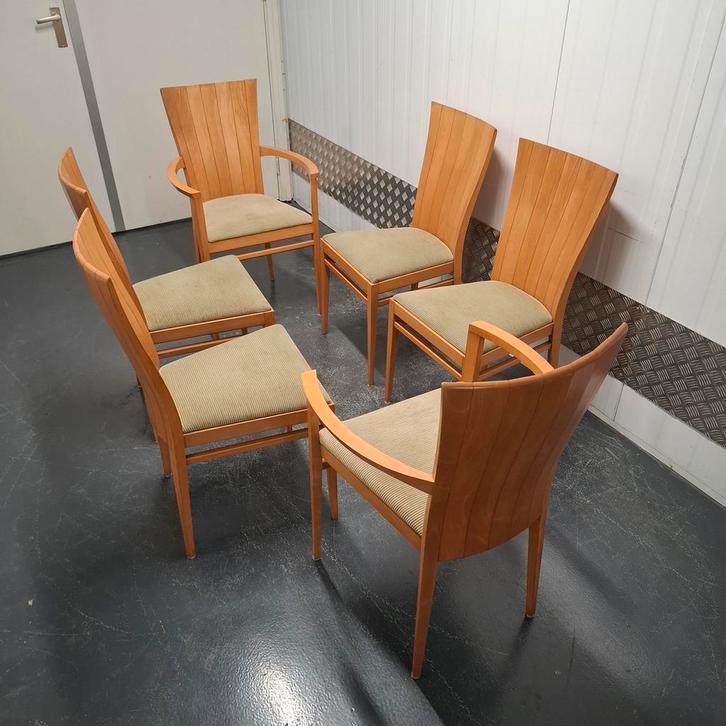 TONON vintage 6 MASSIEF houten stoelen eetkamerstoelen, Huis en Inrichting, Stoelen, Gebruikt, Vijf, Zes of meer stoelen, Hout